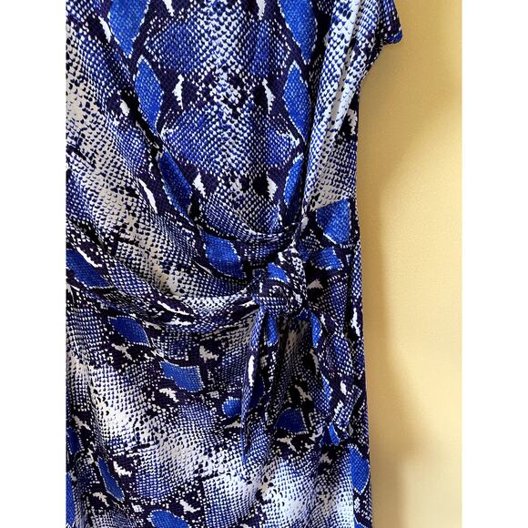 DVF Diane Von Furstenberg Sleeveless Python Print Silk Mini Dress Blue Size 6 - Picture 6 of 9